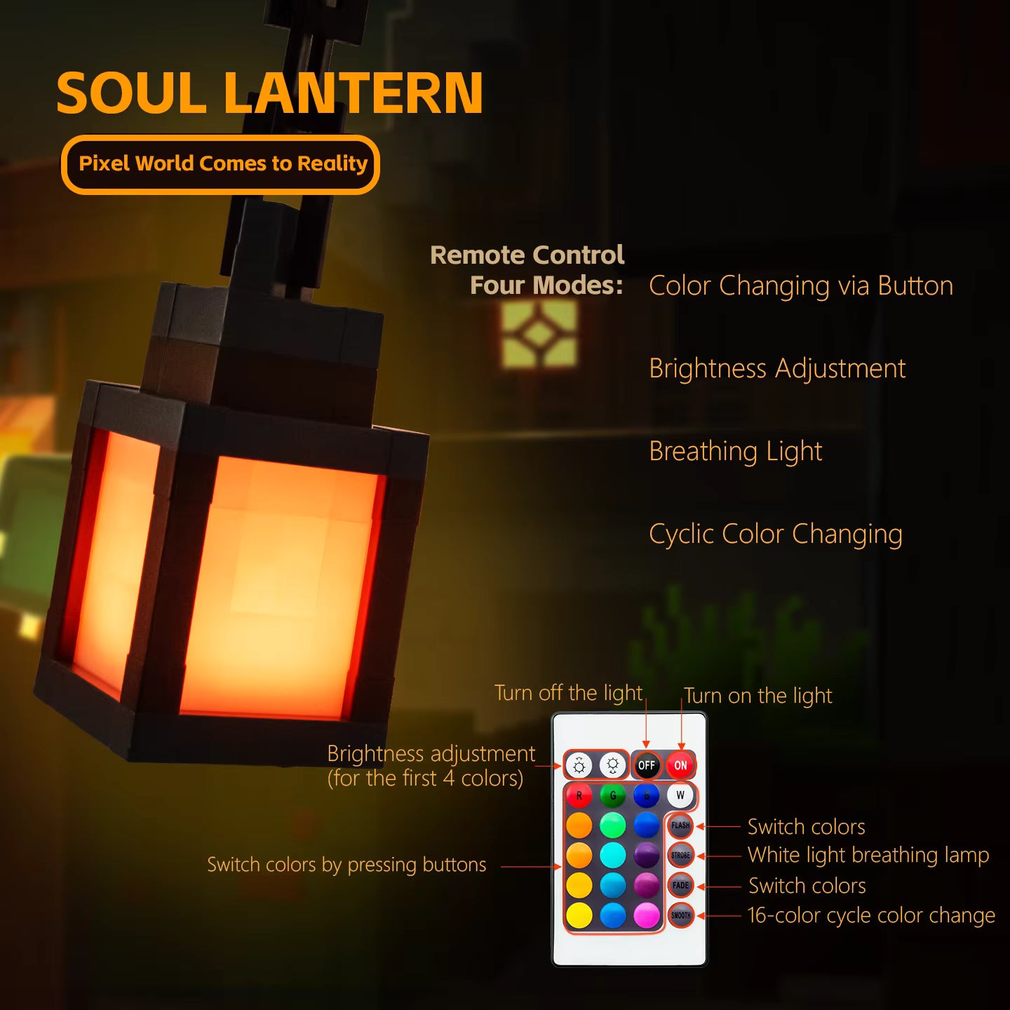 Pixel Style Minecraft Lamp