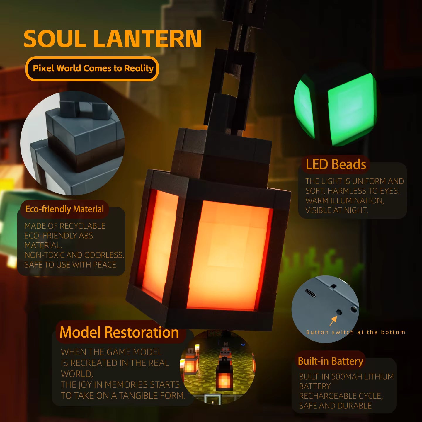 Pixel Style Minecraft Lamp