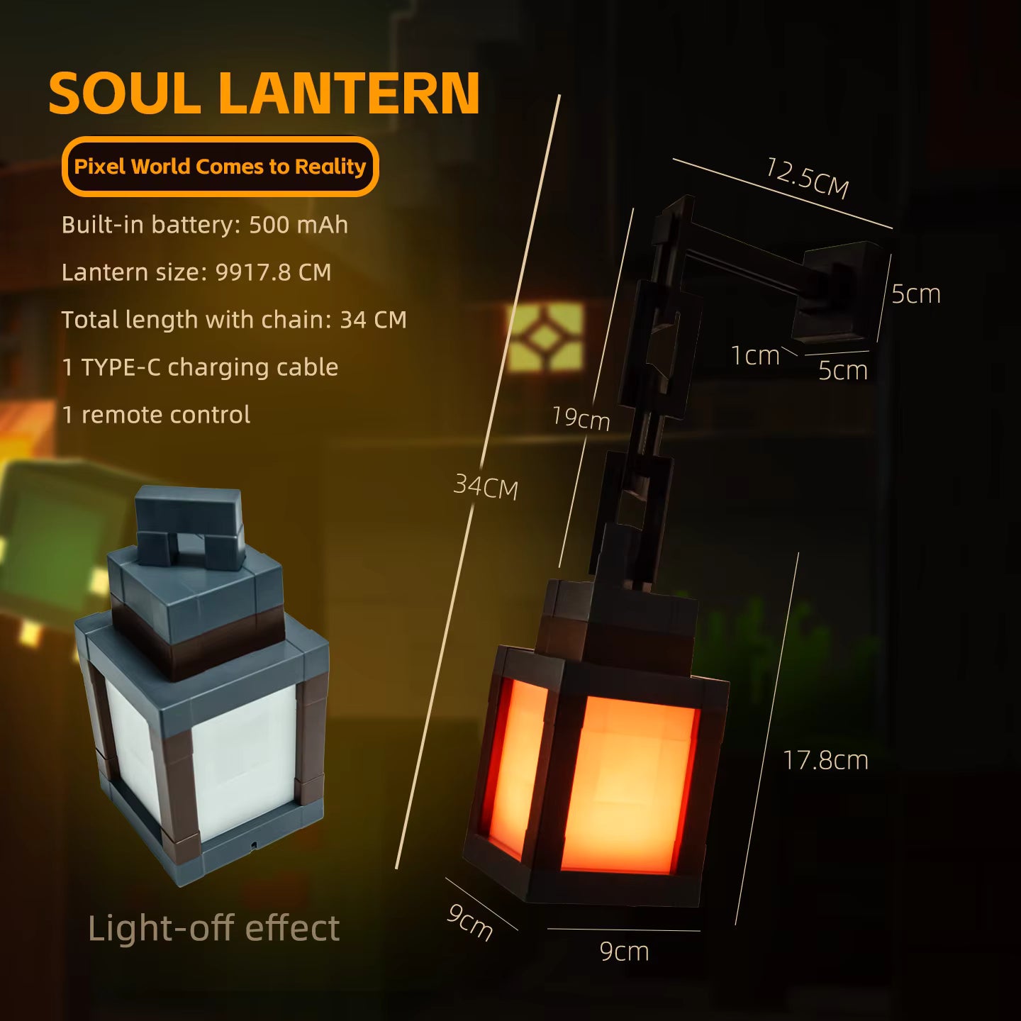 Pixel Style Minecraft Lamp